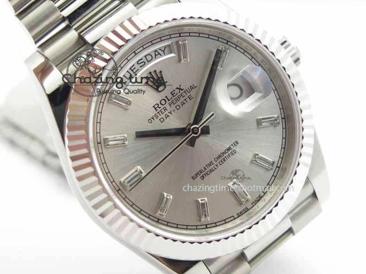 MiroTime 0423 Unisex Day Date 40mm SS BP Maker Best Edition Silver Dial Diamond Markers On SS Bracelet ETA 3690